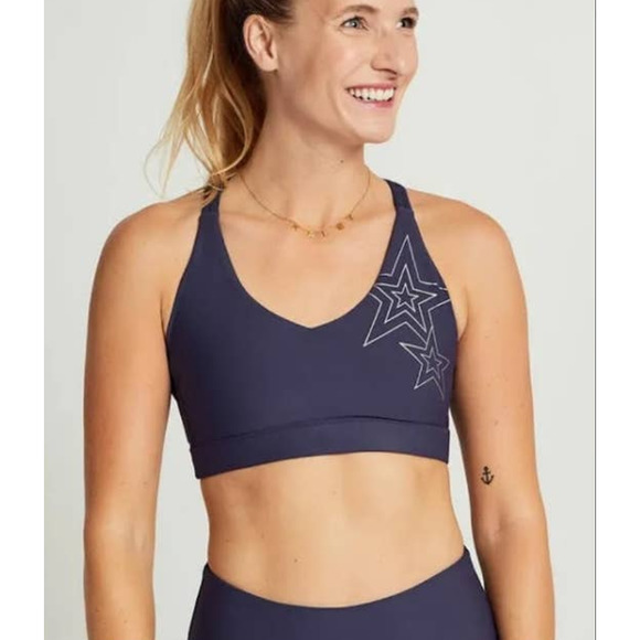 Soul By Soulcycle Take The Plunge Dark Grey Star Print Sports Bra Small - Picture 6 of 6